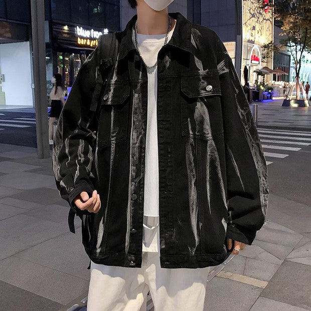 Handsome Trendy Personality Wear High Street Tie-dye Denim Coat For Men - Deck Em Up