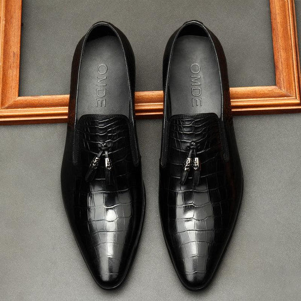 Formal Men Business Dress Pointed Toe Shoes Genuine Leather Mens - Deck Em Up