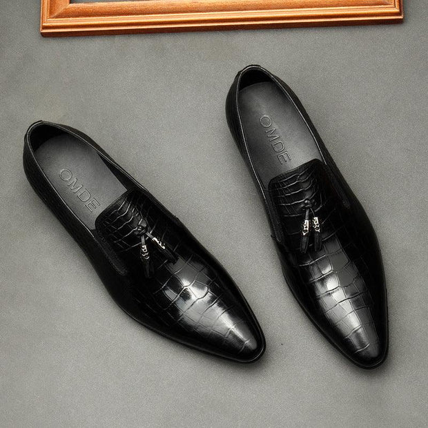 Formal Men Business Dress Pointed Toe Shoes Genuine Leather Mens - Deck Em Up