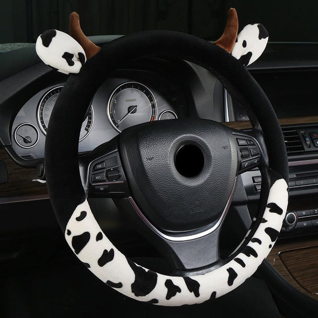 Plush Cute Car Steering Wheel Cover Dalmatian - Deck Em Up