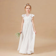 Kids Dress Ladies White Flower Girl Wedding - Deck Em Up
