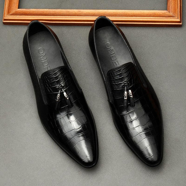 Formal Men Business Dress Pointed Toe Shoes Genuine Leather Mens - Deck Em Up