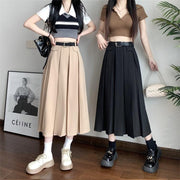 Gray Suit Pleated Skirt Women's Summer New High Waist Slimming Large Hem - Deck Em Up