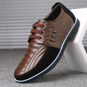 Men's Leather Shoes Korean Casual Leather Shoes First Layer Cowhide Three-color Lace Round Head Hollow Dress Youth Shoes - Deck Em Up