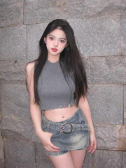 Retro Spicy Girl Denim Skirt Female Y2g Denim Skirt Design Sense Niche Sweet Spicy Sheath - Deck Em Up