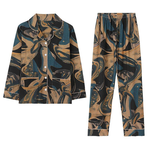 Women's Pure Cotton Long Sleeved Loose Size Home Clothing Set - Deck Em Up