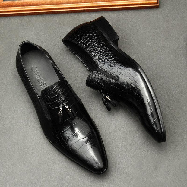 Formal Men Business Dress Pointed Toe Shoes Genuine Leather Mens - Deck Em Up