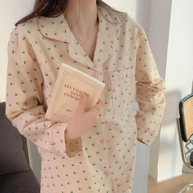 Simple Elegant Printed Women's Thin Home Clothing Set - Deck Em Up