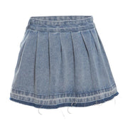 Women's Fashion Wash Ruffle Hip Denim Skirt - Deck Em Up