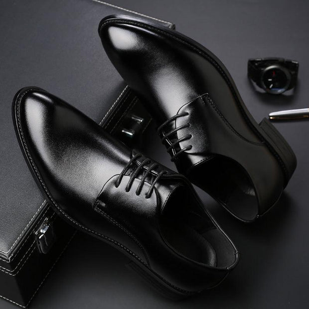 Four New Shoes Men's Dress Shoes Black Tie Business Men Leather Shoes Factory Direct Code - Deck Em Up