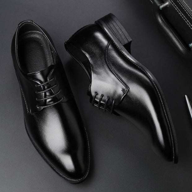 Four New Shoes Men's Dress Shoes Black Tie Business Men Leather Shoes Factory Direct Code - Deck Em Up