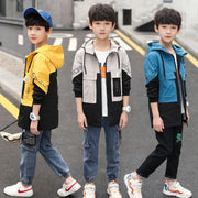 Hooded Middle And Large Children Long Windbreaker Kids Top - Deck Em Up