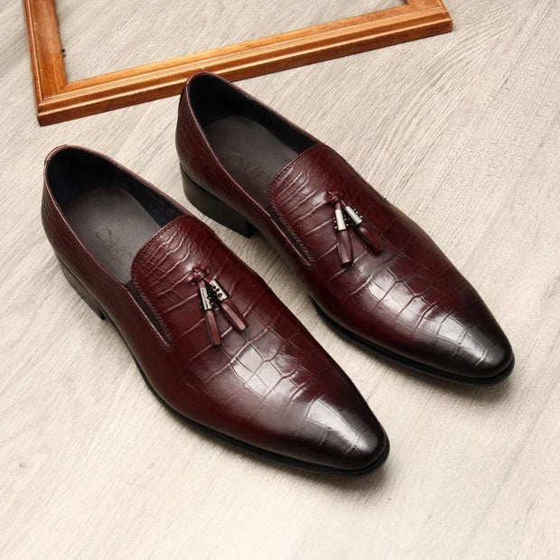 Formal Men Business Dress Pointed Toe Shoes Genuine Leather Mens - Deck Em Up