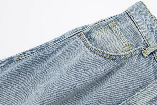 Fashionable Asymmetric High Waist Denim Skirt - Deck Em Up