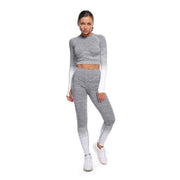 Seamless Yoga Clothing Set Striped Knit Hip Lift Stretch - Deck Em Up