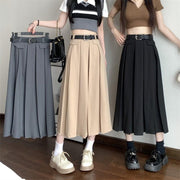 Gray Suit Pleated Skirt Women's Summer New High Waist Slimming Large Hem - Deck Em Up