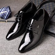 Shiny Lace-Up Single Shoes Fashion Dress Shoes - Deck Em Up