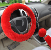 Winter Wool Car Cover Plush Steering Wheel Cover 3 Piece Set - Deck Em Up