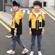 Hooded Middle And Large Children Long Windbreaker Kids Top - Deck Em Up