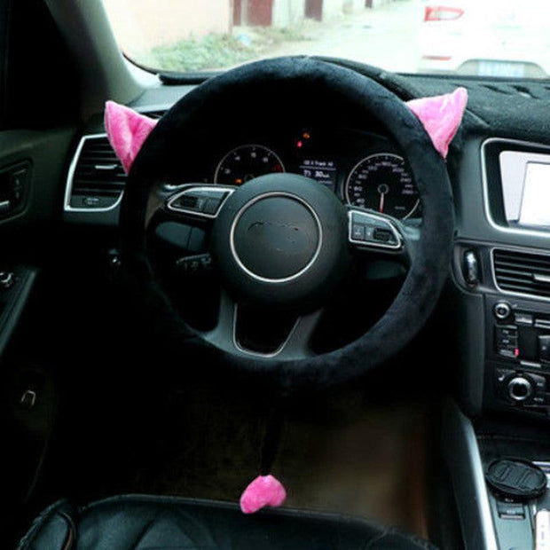 Car Interior Cartoon Steering Wheel Cover Cute Ears - Deck Em Up