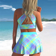 Split Swimwear Skirt Conservative Large Print - Deck Em Up