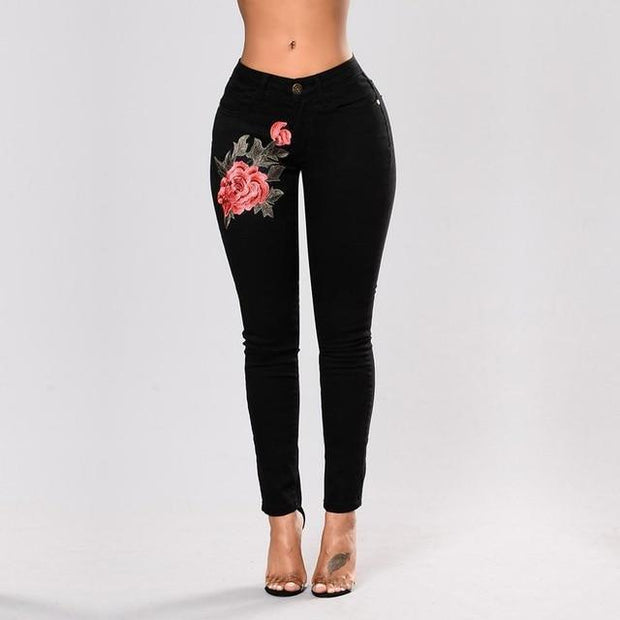 Designer Flower Swirl Ripped Jeans For Women Women Jeans Pencil Pants Denim Jeans - Deck Em Up