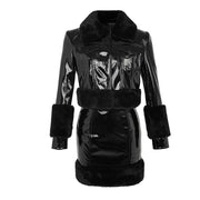 Autumn And Winter Clothing New Fashion Short Leather Coat Sheath Skirt Two-piece Set - Deck Em Up
