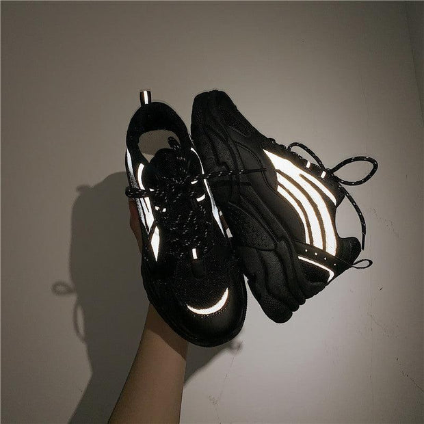 Platform Reflective Sneakers - Deck Em Up