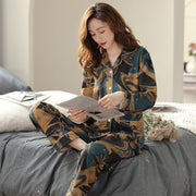 Women's Pure Cotton Long Sleeved Loose Size Home Clothing Set - Deck Em Up