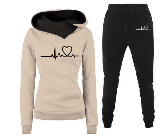 Women Tracksuit Pullovers Hoodies and Black Pants Autumn - Deck Em Up