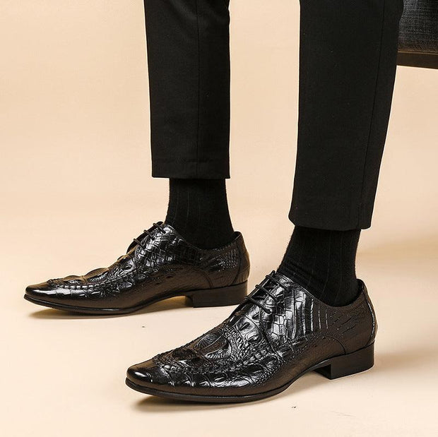 Men's Dress Shoes Crocodile Pattern British Formal Business - Deck Em Up