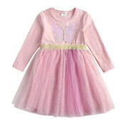 New 3-8 Girls Dress Butterfly Kids Long Sleeve Dresses Baby - Deck Em Up