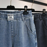 Boyfriend Jeans For Women High Waist Plus Size Full Length Denim Harem Pants Retro Blue Gray 4xl 5xl 6xl - Deck Em Up