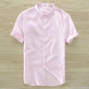 Classic Style Men's Linen Short-Sleeved Shirt Casual White Men Shirts Brand Flax 6 Colors M-3 Xl Square Collar Shirts Mens Camisa - Deck Em Up