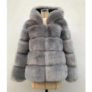 ZADORIN Winter Thick Warm Faux Fur Coat Women Furry Hooded Long Sleeve Faux Fur Jacket Luxury Winter Fur Coats Bontjas - Deck Em Up