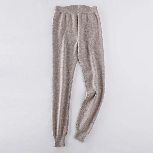 Women Leggings 100% Cashmere Pants Knitwear Winter New Fashion Legging High Quality Girls Thick Pure Pashmina Knitted Trousers - Deck Em Up