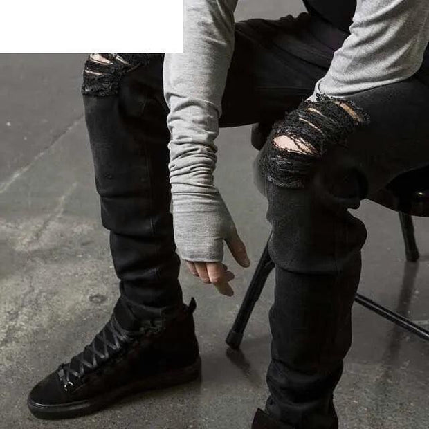 Designer Brand New Men Black Jeans Skinny Ripped Stretch Slim Fashion Hip Hop Swag Man Casual Denim Biker Pants Overalls Jogger - Deck Em Up