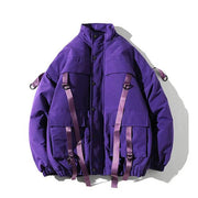 Men Winter Jacket Ribbons Pockets Thick Hip Hop Streetwear Parkas Casual Padded Men's Jackets Male Clothing ABZ522 - Deck Em Up