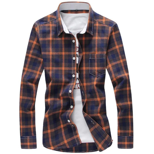 5XL Plaid Shirts Men Checkered Shirt Brand New Fashion Button Down Long Sleeve Casual Shirts Plus Size - Deck Em Up
