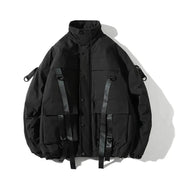 Men Winter Jacket Ribbons Pockets Thick Hip Hop Streetwear Parkas Casual Padded Men's Jackets Male Clothing ABZ522 - Deck Em Up