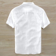 Classic Style Men's Linen Short-Sleeved Shirt Casual White Men Shirts Brand Flax 6 Colors M-3 Xl Square Collar Shirts Mens Camisa - Deck Em Up
