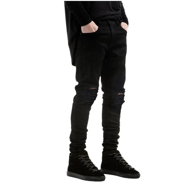 Designer Brand New Men Black Jeans Skinny Ripped Stretch Slim Fashion Hip Hop Swag Man Casual Denim Biker Pants Overalls Jogger - Deck Em Up