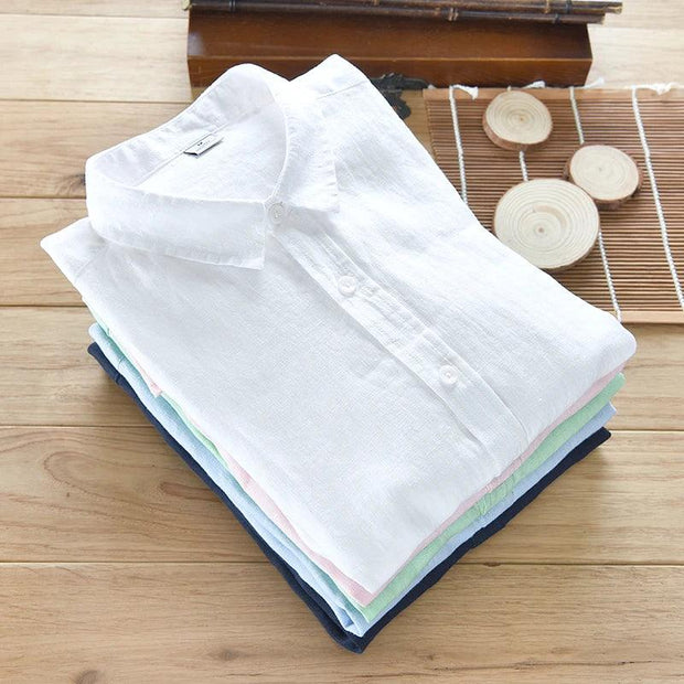 New Designer Italy Style 100% Linen Long-sleeved Shirt Men Brand Casual 5 Colors Solid White Shirts For Men Top Camisa Chemise - Deck Em Up