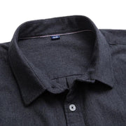 Mens Brushed 100% Cotton High Quality Dress Shirts Vintage Blue Slim Fit Solid Fashion Blouse Male Designer Long Sleeve Shirt - Deck Em Up