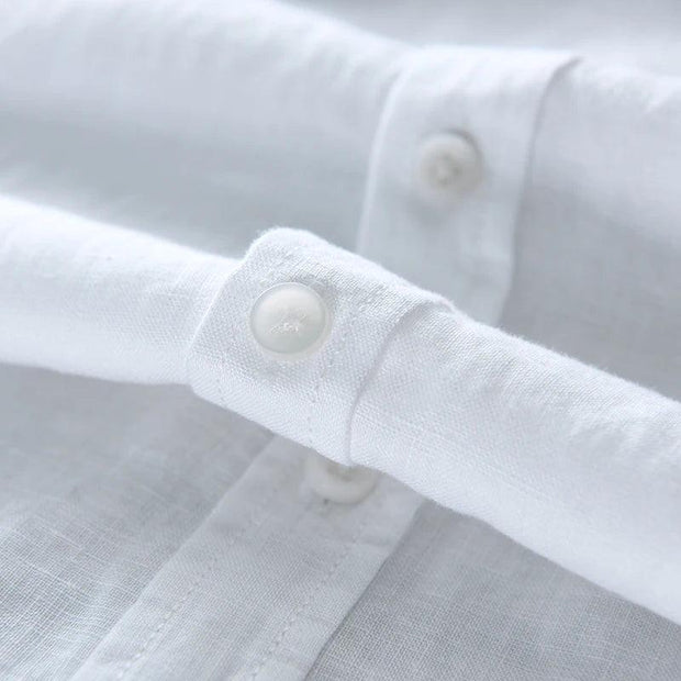 New Designer Italy Style 100% Linen Long-sleeved Shirt Men Brand Casual 5 Colors Solid White Shirts For Men Top Camisa Chemise - Deck Em Up