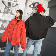 Men Winter Jacket Ribbons Pockets Thick Hip Hop Streetwear Parkas Casual Padded Men's Jackets Male Clothing ABZ522 - Deck Em Up