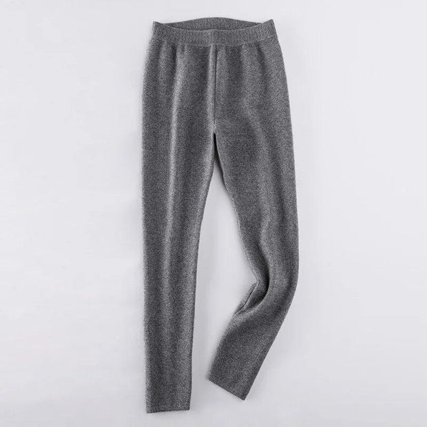 Women Leggings 100% Cashmere Pants Knitwear Winter New Fashion Legging High Quality Girls Thick Pure Pashmina Knitted Trousers - Deck Em Up