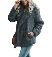 Winter Thick Warm Teddy Coat Woman Lapel Long Sleeve Fluffy Hairy Fake Fur Jackets Female Button Pockets Plus Size Overcoat - Deck Em Up