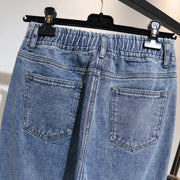 Boyfriend Jeans For Women High Waist Plus Size Full Length Denim Harem Pants Retro Blue Gray 4xl 5xl 6xl - Deck Em Up