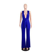 Women Fashion Clothing Sexy V Neck Multi-way Jumpsuits Female Lace Up Bandage Sleeveless Wide Leg Autumn Playsuits - Deck Em Up